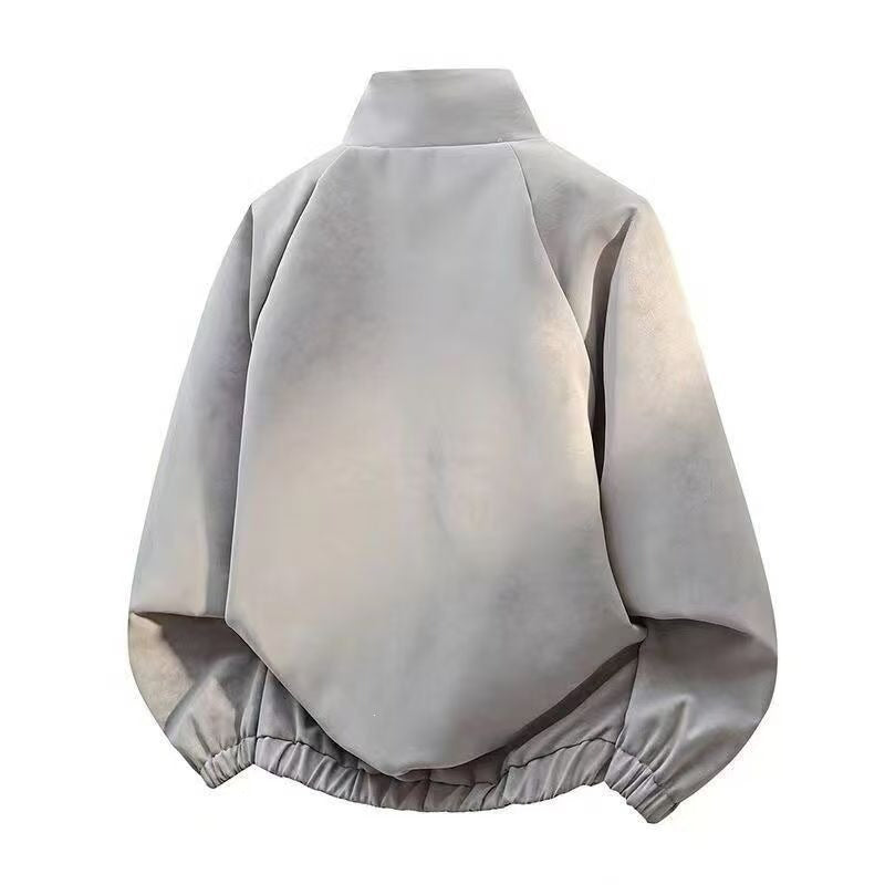 Retro Tie-Dye Lapel Leather Jacket for Men